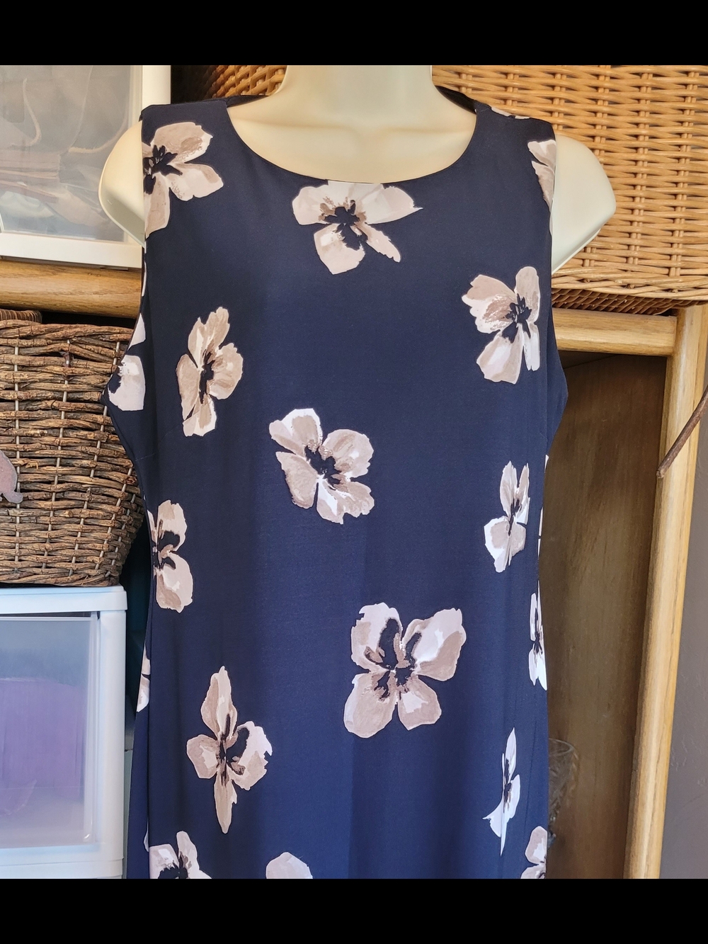 Tommy Hilfiger Navy sheath Style Dress with Ivory Floral Print